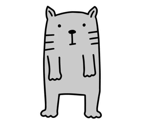 Kissa doodle. Käsin piirretyt viivat sarjakuvahahmo vektori kuva eristetty valkoisella taustalla. — vektorikuva
