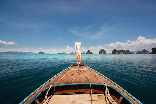 Arco Barco Cauda Longa Com Krabi Tailândia — Fotografia de Stock