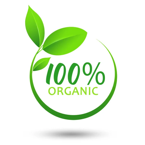 100 Organic Vector Logo Design Isolated White Background — Stock Photo, Image