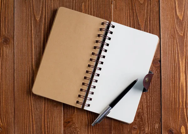Original Notepad Wooden Surface — Stock Photo, Image