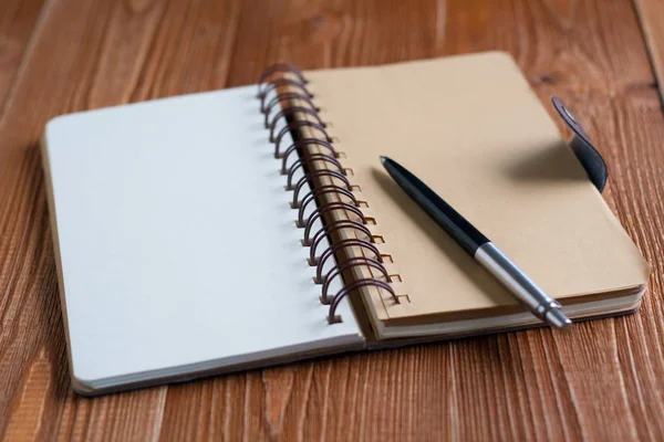 Original Notepad Wooden Surface — Stock Photo, Image