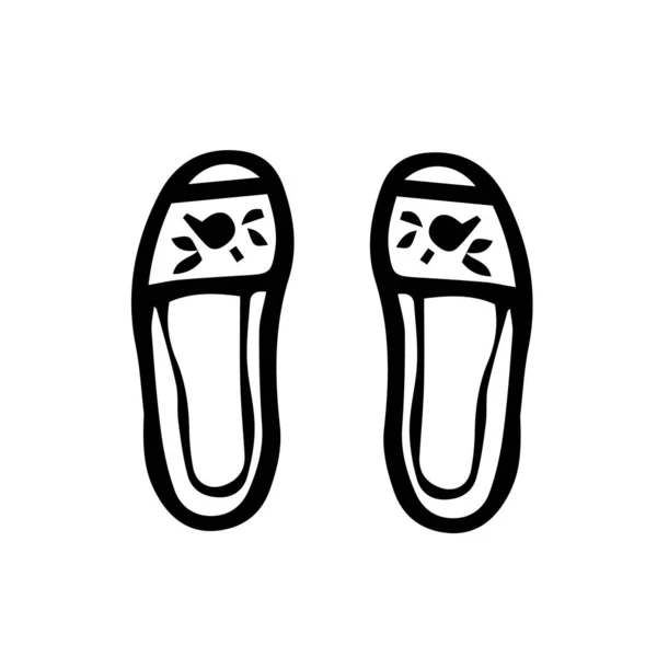 Doodle Ilustração Tênis Imagem Par Sapatos Femininos Para Verão Casa — Vetor de Stock