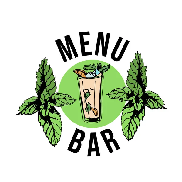 Label Bar Label Bar Menu Cocktail Text Mint Logo Menu — Stock Vector