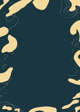 Çerçevesinde altın figürler olan mavi bir düğün davetiyesi