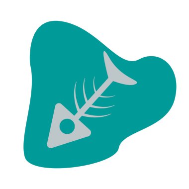 Yeşil noktadaki gri balık iskeleti