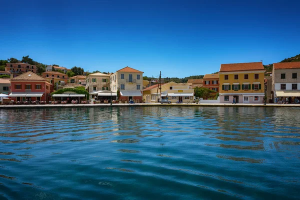 Paxos Island Griekenland Uitzicht Prachtige Loggos Haven Baai Met Rustig — Stockfoto