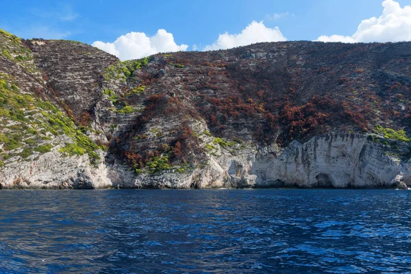 Grotte Blu Acqua Blu Del Mar Ionio Sull Isola Zante — Foto Stock