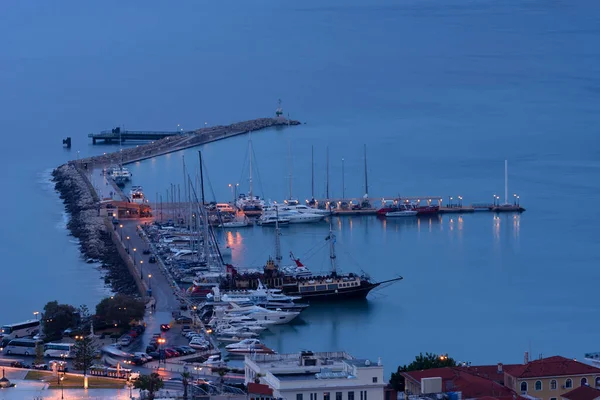 Aerial Night View Zakynthos Zante Town Beautiful Cityscape Panorama Greece — Stock Photo, Image