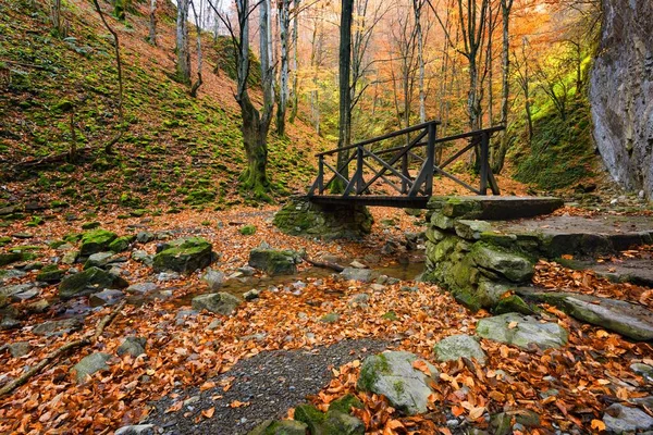 Осенний пейзаж рядом с городом Тетевен, горы Стара Планина, Болгария — стоковое фото