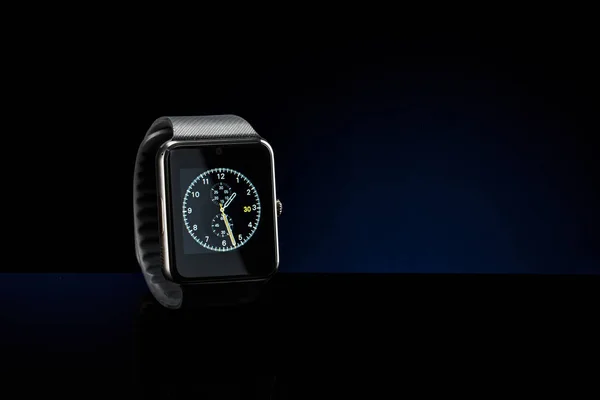 Studio Shot Czarny Nowoczesny Smart Watch — Zdjęcie stockowe