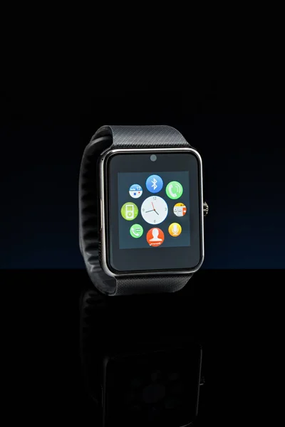 Studio Shot Black Modern Smart Watch — Stock Photo, Image