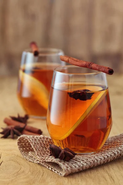 Cóctel Sidra Manzana Con Canela Rodajas Manzana —  Fotos de Stock