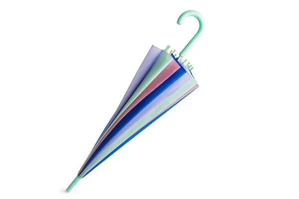Pastel Gekleurde Paraplu Geïsoleerd Witte Achtergrond — Stockfoto
