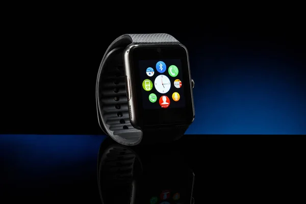 Studio Shot Black Modern Smart Watch — Stock Photo, Image