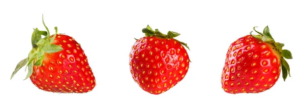 Collection Fresh Strawberries Isolated White Background — Stock Photo, Image