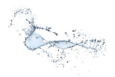 Mavi su sıçraması beyaz arkaplanda izole edildi.