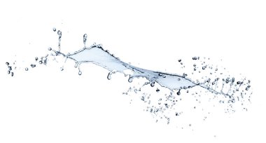 Mavi su sıçraması beyaz arkaplanda izole edildi.