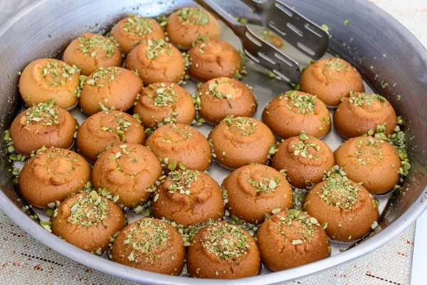 Nahaufnahme Traditioneller Orientalischer Kleingebäckkekse Bekannt Als Sekerpare Türkisches Dessert Mit — Stockfoto