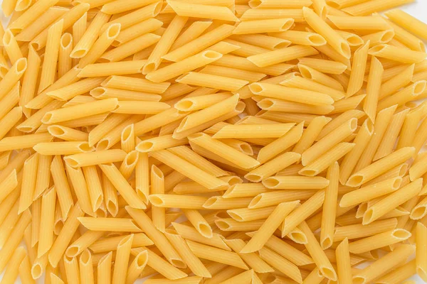 Große Gruppe Italienischer Penne Pasta Bereit Zum Kochen Dargestellt Als — Stockfoto