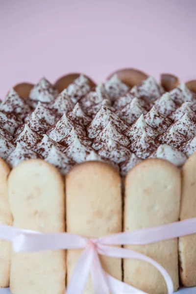 Chocoladetaart met koekjes, heerlijk dessert, voedselfoto — Stockfoto