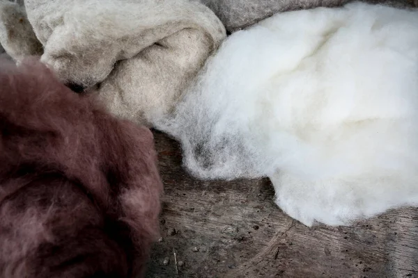 Nassfilzen Wolle Und Seide Scheren Seife Und Natürliche — Stockfoto