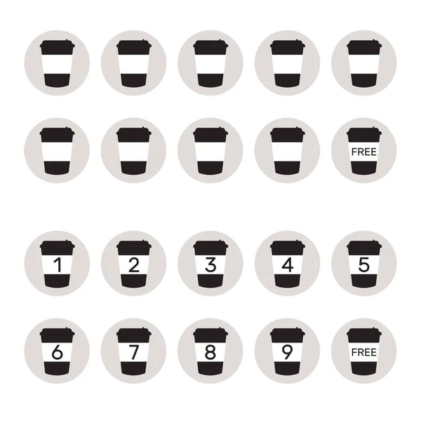 Tire o conceito de cartão de fidelidade de café. Compre 9 xícaras e ganhe 1 grátis — Vetor de Stock