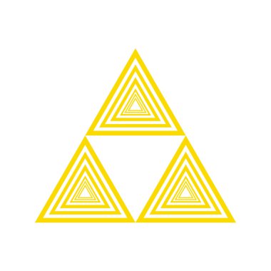 Altın üç boyutlu geometrik yanılsama. Üçgen güç sembolü