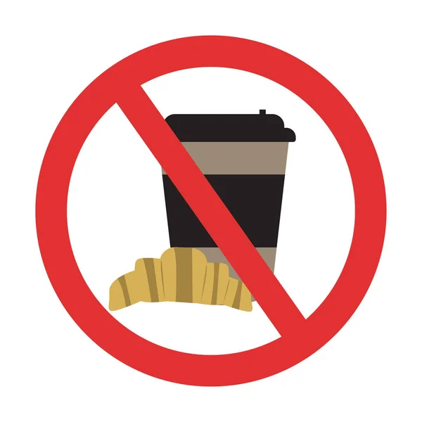 Signo Prohibido Café Ningún Alimento Prohibido Símbolo Aislado Taza Café — Vector de stock