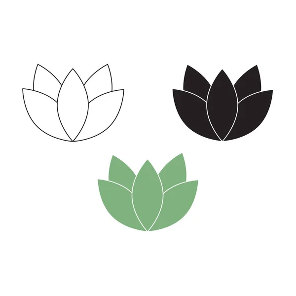 Lotus Flores Diseño Logo Plantilla Icono Conjunto — Vector de stock