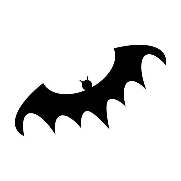 Halloween Vleermuis Silhoette Pictogram Geïsoleerd Witte Achtergrond — Stockvector