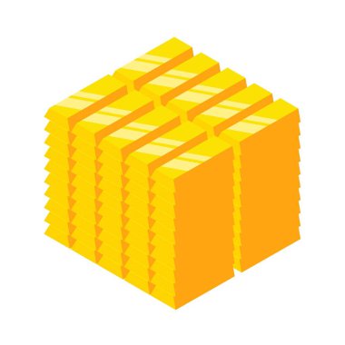 Isome 'ın altın külçeleri. Altın külçeleri küp şeklinde katlanmış. EPS 10 Vektör illüstrasyonu