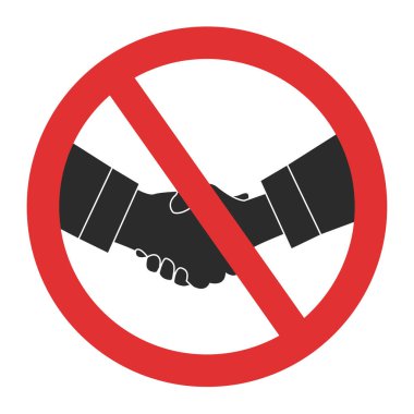 Tokalaşma simgesi yok. El sıkışmak yasak vektör izole işareti. COVID-19 önleme sembolü