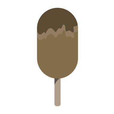 Çikolatalı dondurma ikonu. Çikolatalı lolipop eriyen dondurma beyaz arka planda izole edilmiş.