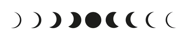 Phases Lune Icônes Fixées Sur Fond Blanc — Image vectorielle