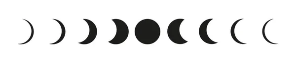 Iconos Fases Lunares Colocados Sobre Fondo Blanco — Vector de stock