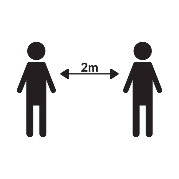 Señal Distanciamiento Social Dos Personas Permanecen Metros Distancia Ilustración Vectorial — Vector de stock