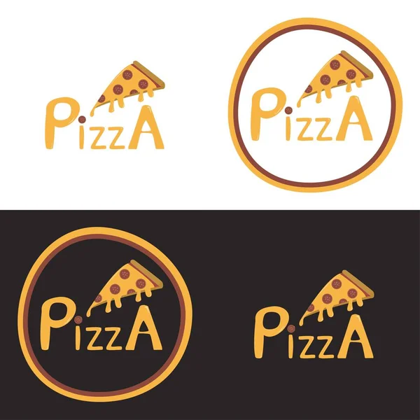 Пицца Эмблемой Логотипа Расплавленного Ломтика Ретро Гранж Векторная Иллюстрация Логотипа — стоковый вектор