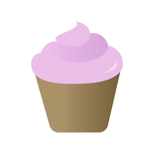 Cupcake Cream Pink Cupcake Flat Style Vector Illustration — Stock Vector