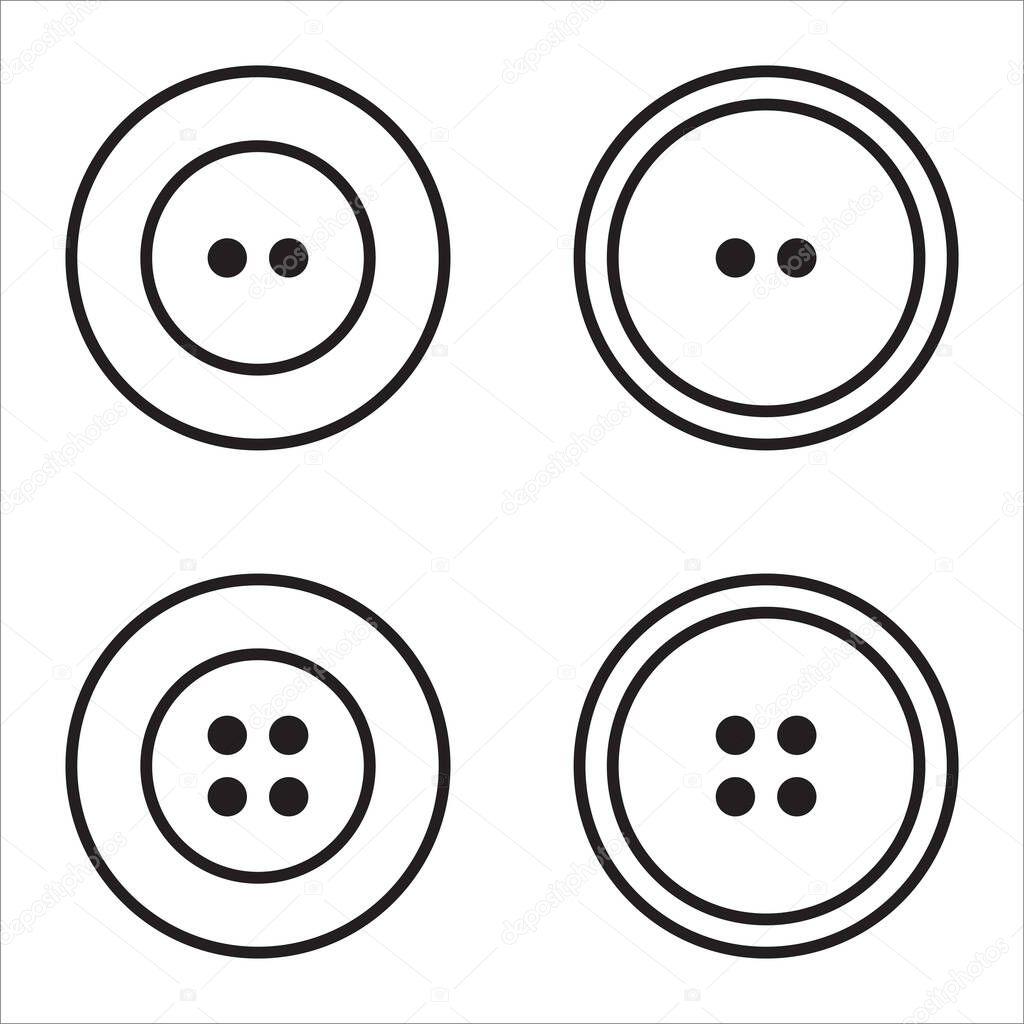 Clothes buttons with two or four holes icon set logotype. Vector isolated clothing buttons in outline style vector logo
