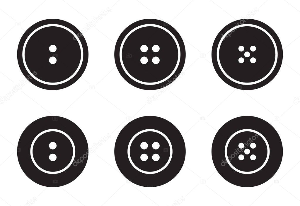 Clothes buttons for clothes icons set logotype. Vector isolated clothing buttons collection in outline and filled style logo
