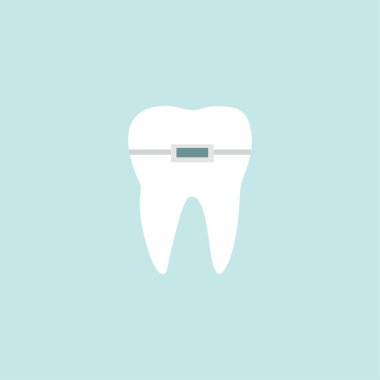 Düz stili olan beyaz, sağlıklı dişler. Ağız temizliği diş bakımı vektör çizimi