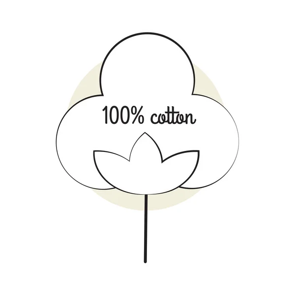 Icona in cotone 100, distintivo in puro cotone per illustrazione del design dell'imballaggio — Vettoriale Stock