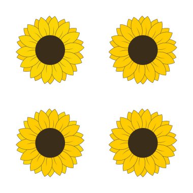 Sunflower icons set. Outline set of sunflower vector illustration on white background clipart