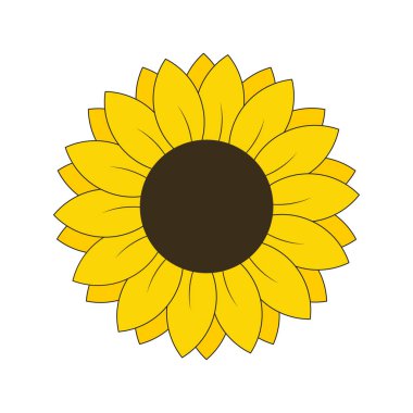 Beyaz arkaplanda sarı ayçiçeği ikonu vektör çizimi
