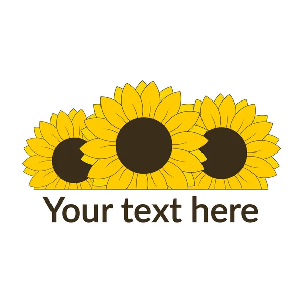 Sunflower Text Line Banner Postcard Vector Illustration — Stock Vector