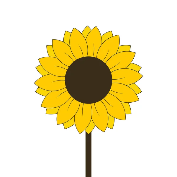 Fiore Girasole Sul Gambo Vectori Illustrazione — Vettoriale Stock