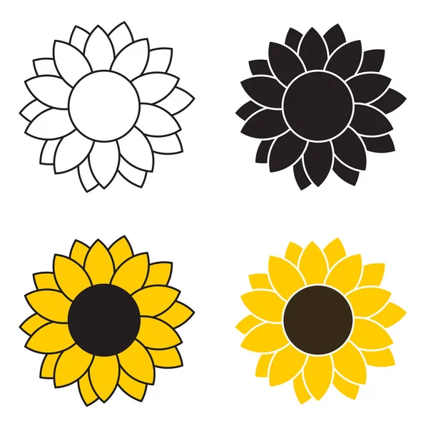 Kartun Bunga Matahari Dibuat Dengan Gaya Berbeda Untuk Memotong Koleksi - Stok Vektor