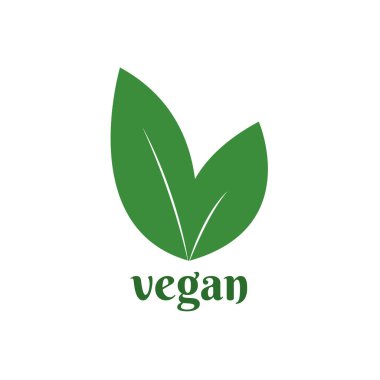Vejetaryen logosu. Yaprak sembollü vejetaryen yemek diyeti ikonu