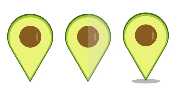 Avocado映射指针导航图标集。Avocado logo vector template — 图库矢量图片