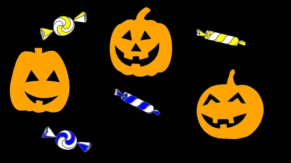 Illustrazione Halloween Con Zucche Caramelle — Foto Stock